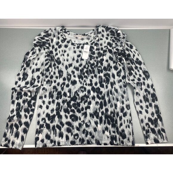 LOFT WOMEN Animal Print Twist Sleeve Top Small - Picture 5 of 11